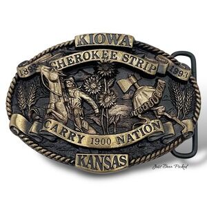 Kiowa‎ Cherokee Strip Belt Buckle Limited Edition Kansas Bronze Dart Inc
